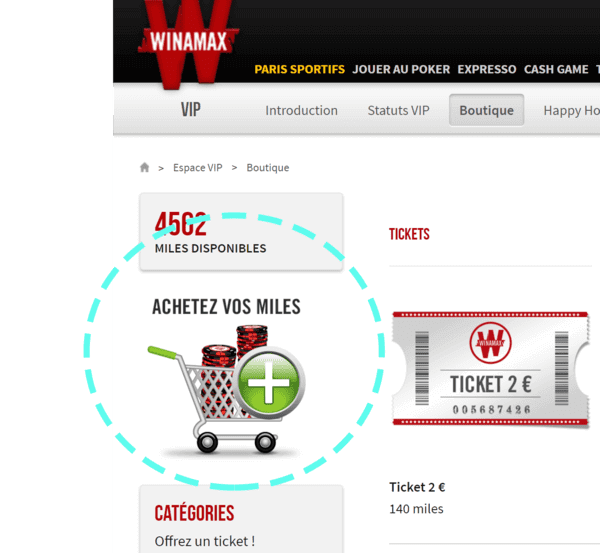 Acheter des Miles Winamax.