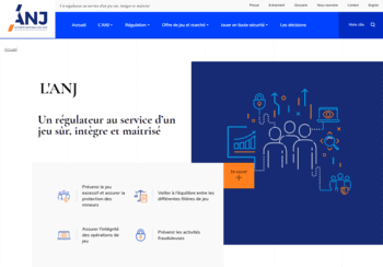 L'ANJ : Autorité Nationale des Jeux (accueil du site internet).