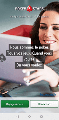 L'Appli PokerStars Android : connexion ou création de compte.