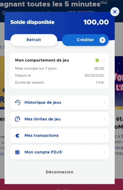 Après la connexion à l'espace client.