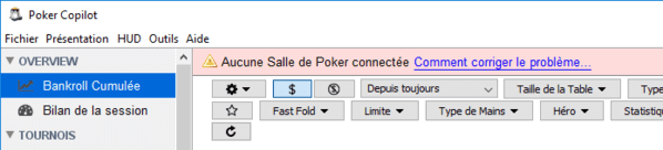 Aucune salle connectée à Poker Copilot.