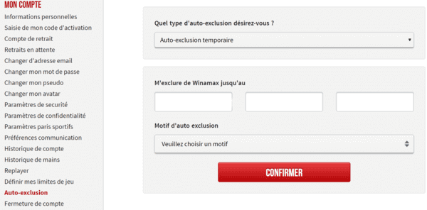 Auto-exclusion Winamax.