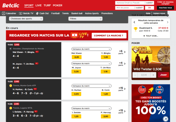 Betclic et son site de paris sportifs.
