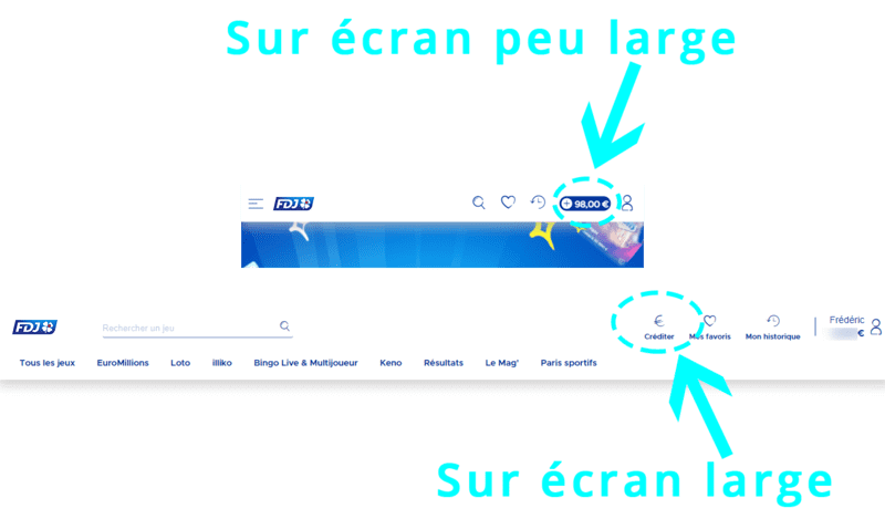 Bouton pour créditer mon compteFDJ.