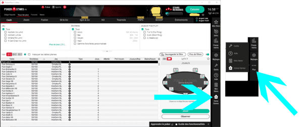 Bouton Home Games dans le Lobby PS.