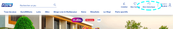 Bouton mon historque de jeux FDJ.