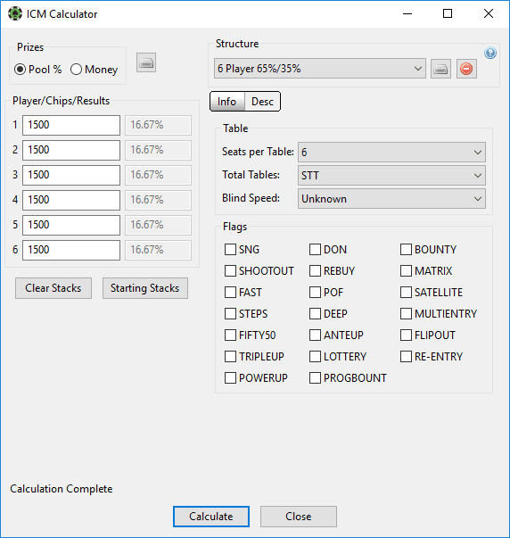 Calculateur d'ICM de Poker Tracker 4
