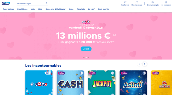 Capture d'écran du site officielde la FDJ.