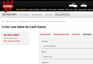 Cash game privé Winamax.
