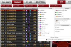 Le choix d'un tournoi sur Winamax