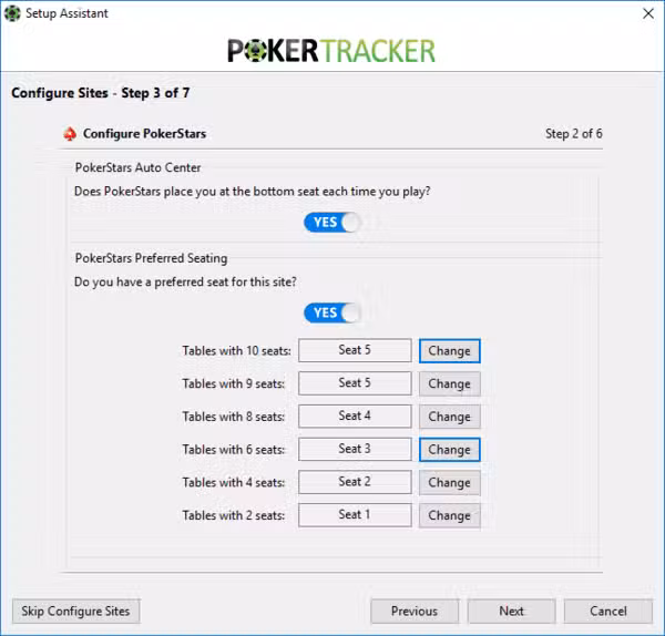 Configurer Poker Tracker 4 (choix du fauteuil favoiri pour les différentes tables).