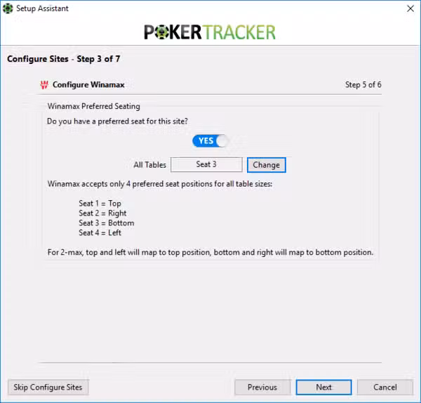 Configurer Poker Tracker 4 (Mon siège préféré avec Winamax).