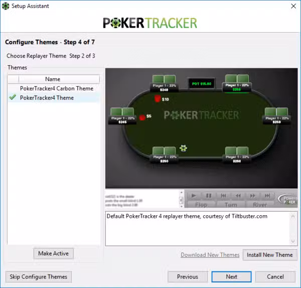 Configurer Poker Tracker 4 (choix de la couleur de du replayer).