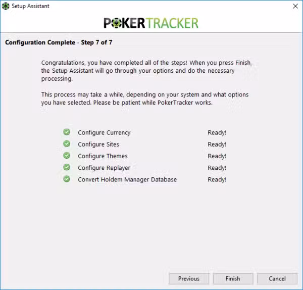 Configurer Poker Tracker 4 (la configuration c'est bien déroulée, tout est ok).