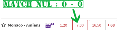 La cote d'un match de foot.