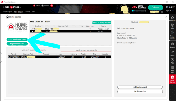 Créer un club de poker entre amis Home Game avec PokerStars.