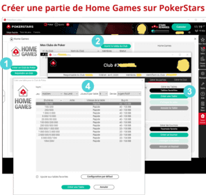 Créer une partie Home Games PokerStars.