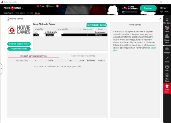 Créer un club Home Games sur PokerStars.