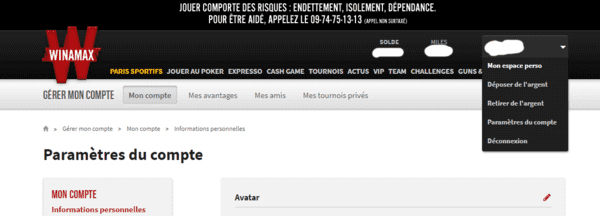 Accèder à la zone perso.