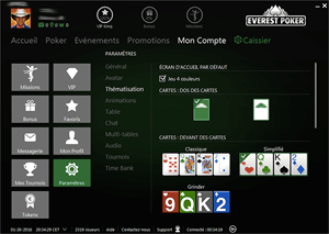 everest poker reglages