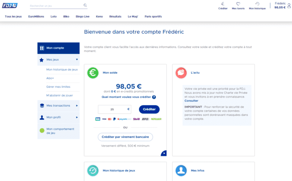FDJ Mon compte.