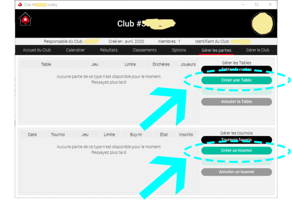 Gérer les tables et les tournois dans les Homes Games de PokerStars.