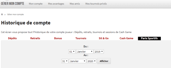 L'historique de compte.