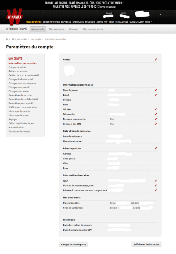 Les paramètres de chacun.