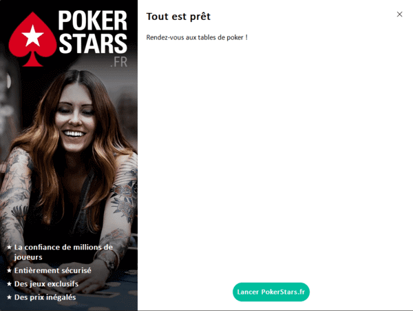 Installation réussie de PokerStars.