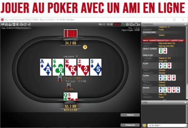 Jouer au poker avec un ami en ligne.