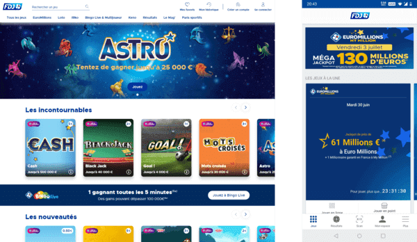 La Française des Jeux : site internet et application pour mobile.