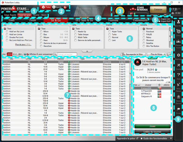 Lobby de PokerStars.