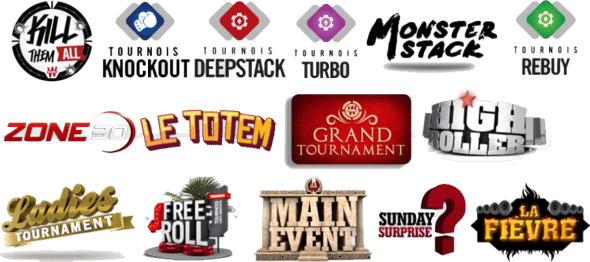 Plusiurs logos représantant les tournois de poker de Winamax.