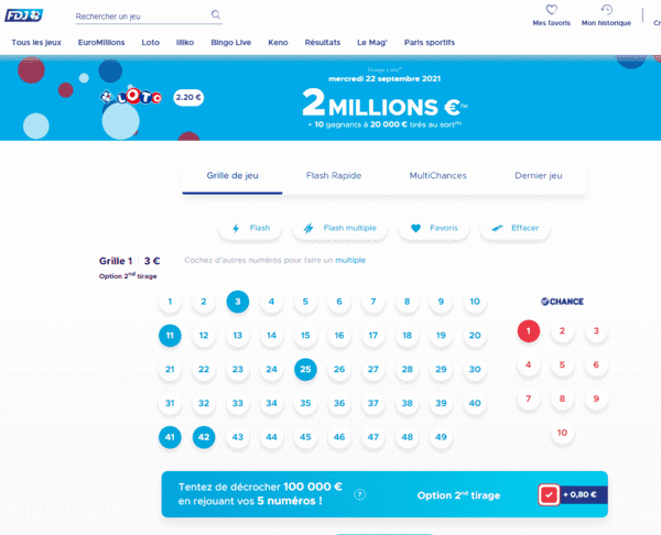 Loto en ligne de la FDJ.