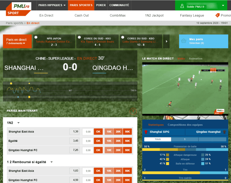 PMU Sport : match en direct.