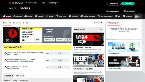 PokerStars Sports (capture d'écran du site internet).