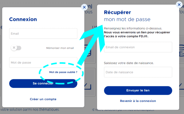 Récuperer mon mot de passe FDJ.