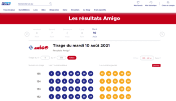 Résultats des tirages Amigo sur le site internet de la FDJ.