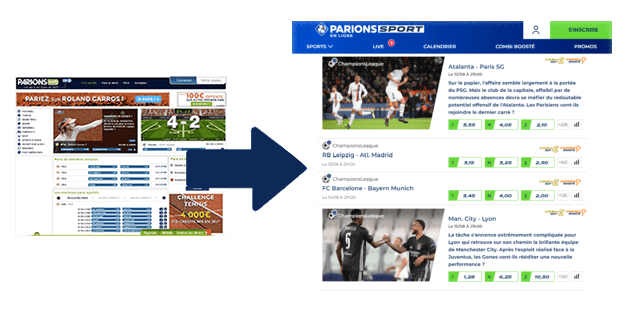 Parions web en ligne devient Parions sport en ligne fdj (captures d'écran).