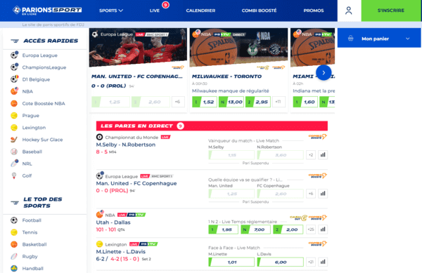 Capture d'écran de Parions Sport.