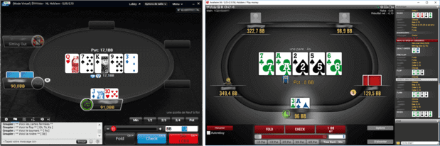 Tables de poker online PMU et Winamax.