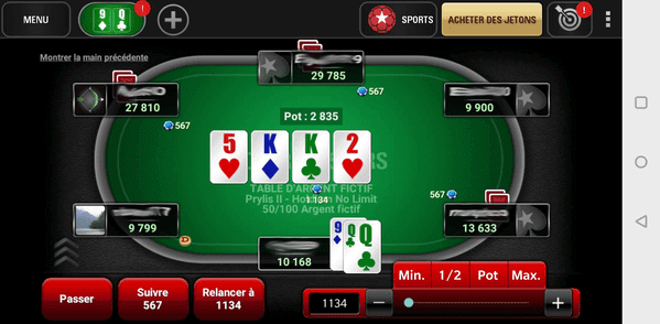 Table PokerStars sur Android.