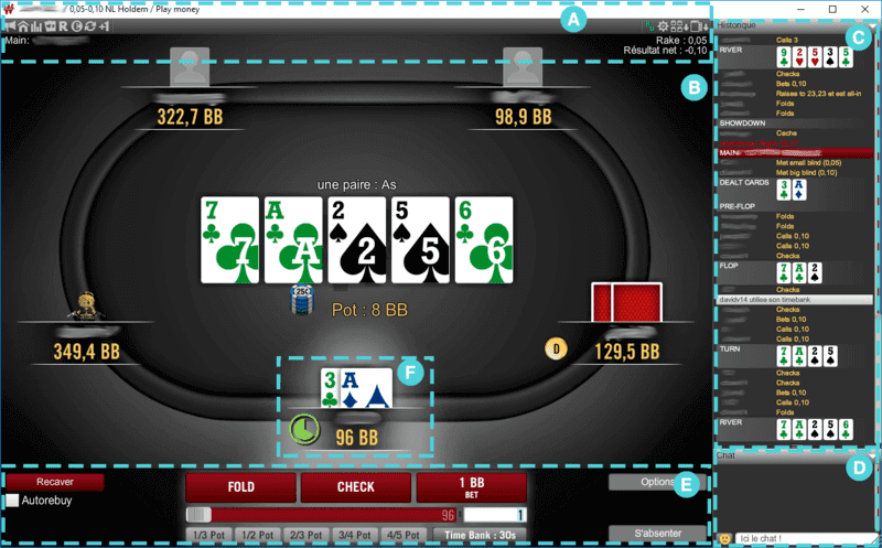 Table de Winamax poker en ligne.