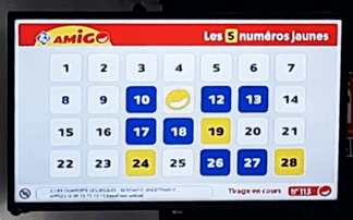 Tirage Amigo sur grand écran de TV.