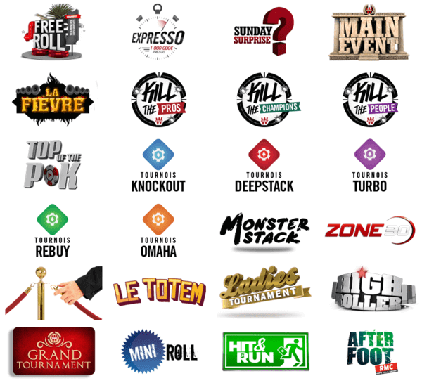 Exemples des compétitions pokéristiques proposés par la marque au W rouge.