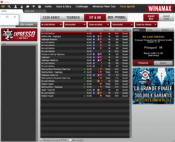 tris dans le Lobby de Winamax