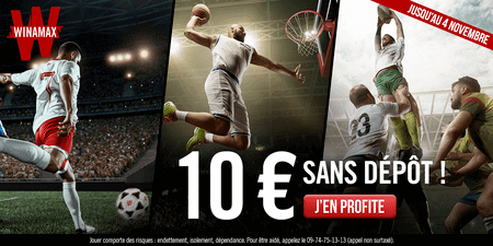 Winamax propose 10 euros offerts sans dépôt d'argent.
