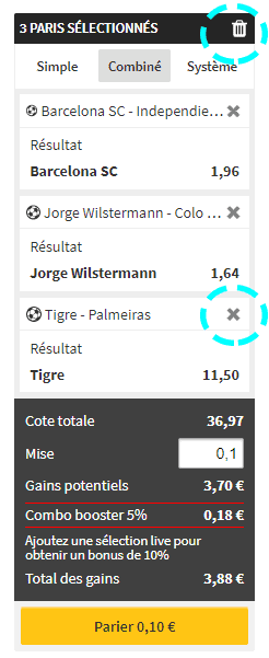Winamax permet d'annuler un pari non validé.