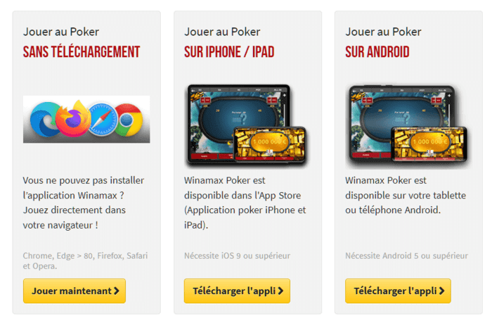 Winamax appli pour appareil mobile.