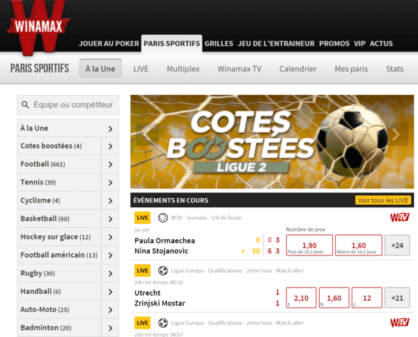 Winamax : cotes boostées sur le foot.
